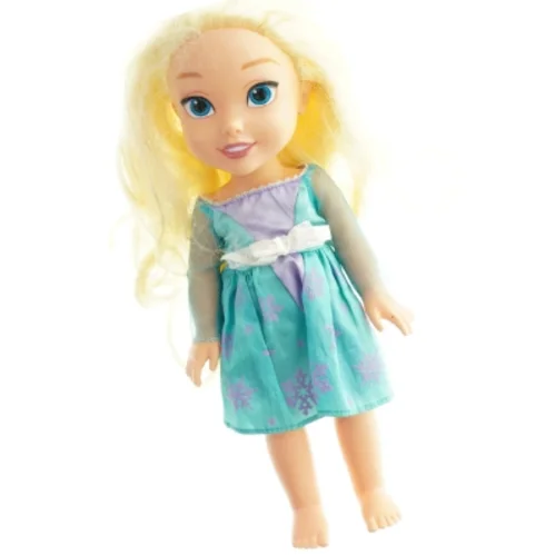 Dukke med langt gult hår og kjole (str. 32 cm)