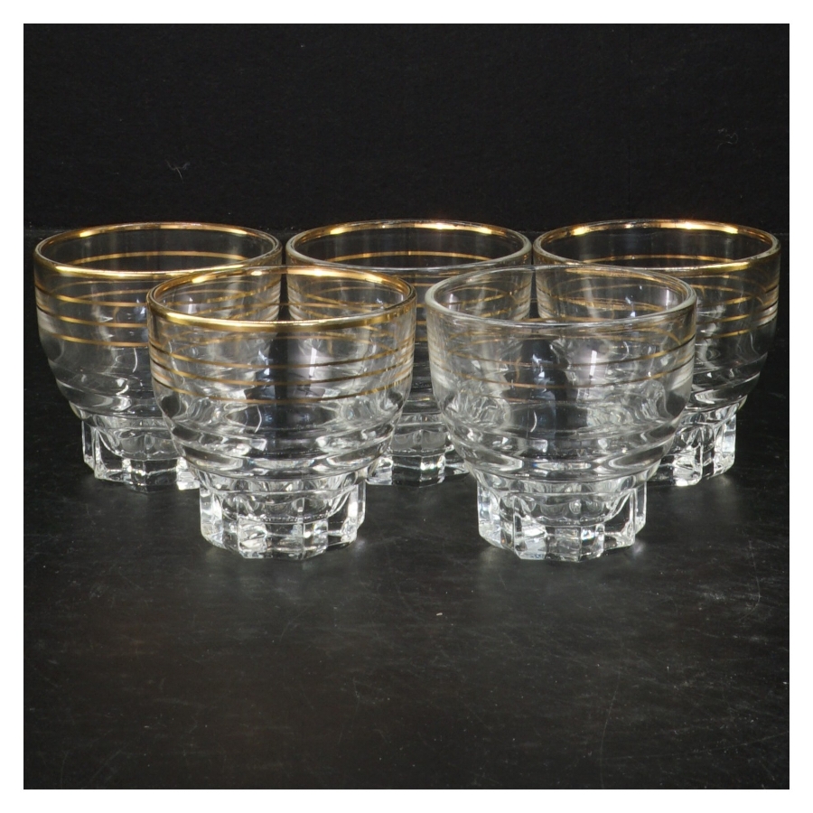 Glas med guldkant (str. Ø. 6,5 cm. længde, 6 cm)