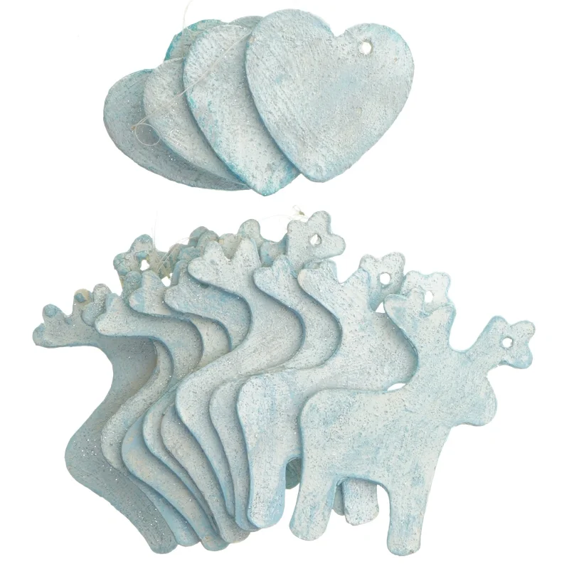 Julepynt rensdyr og hjerter  dekoration (str. 9-6 cm)