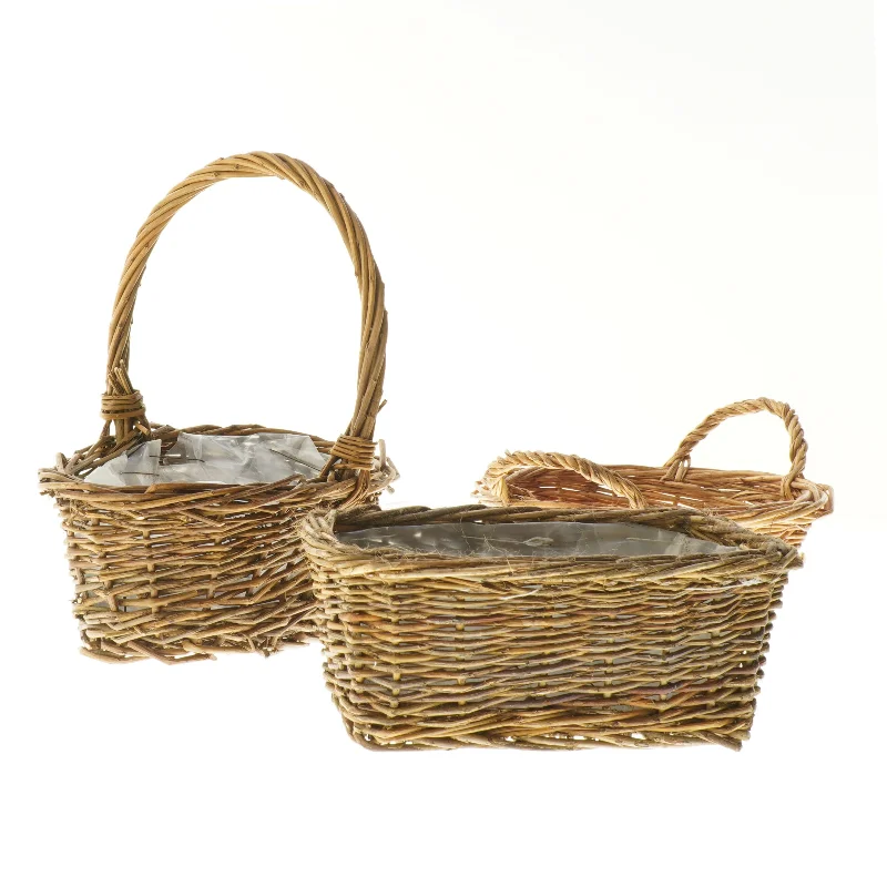 3 Flettede kurve med håndtag (str. 8x15x9 cm)
