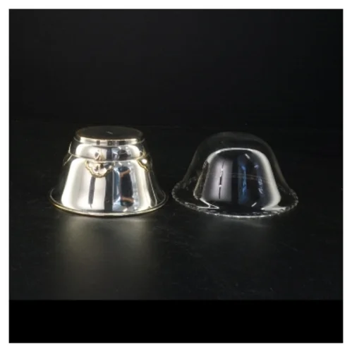 Antik Sølvfarvet metalskål med glasindsats fra Victoria (str. 13,5 x 7,5 cm)