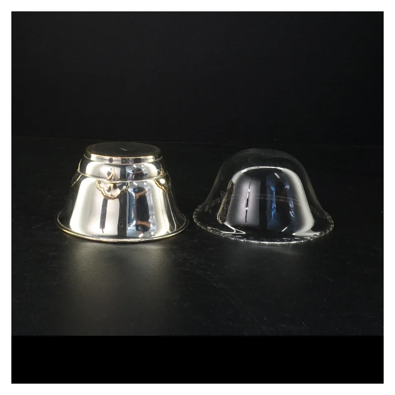 Antik Sølvfarvet metalskål med glasindsats fra Victoria (str. 13,5 x 7,5 cm)