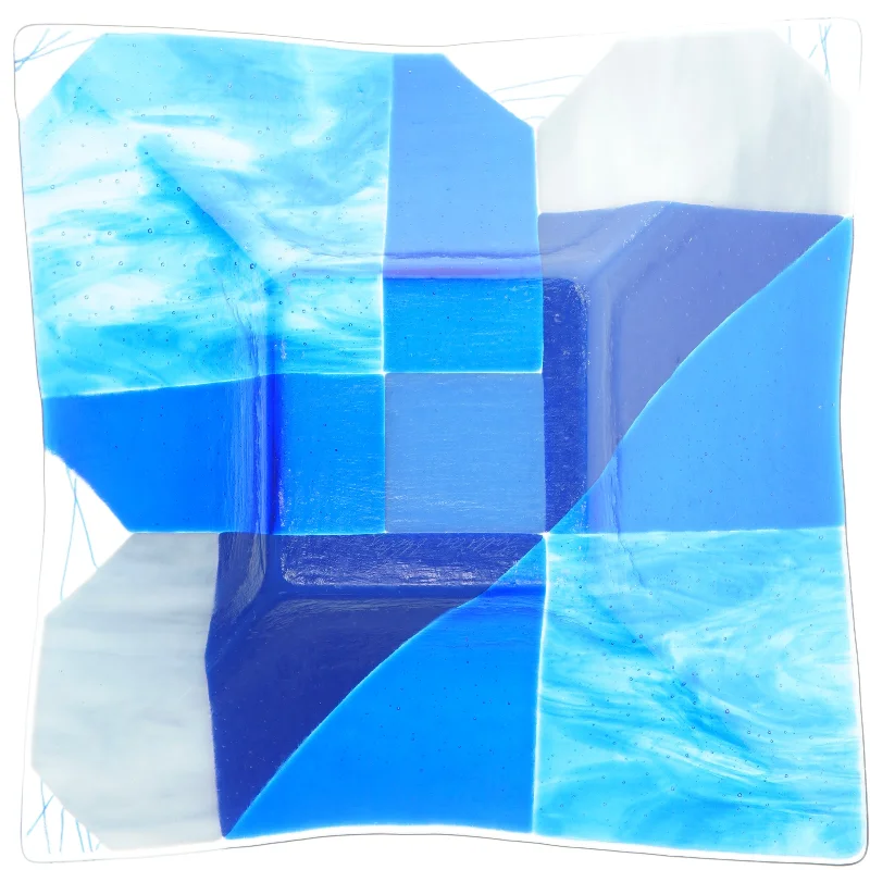 Glasfad i blå nuancer (str. 30x30 cm)