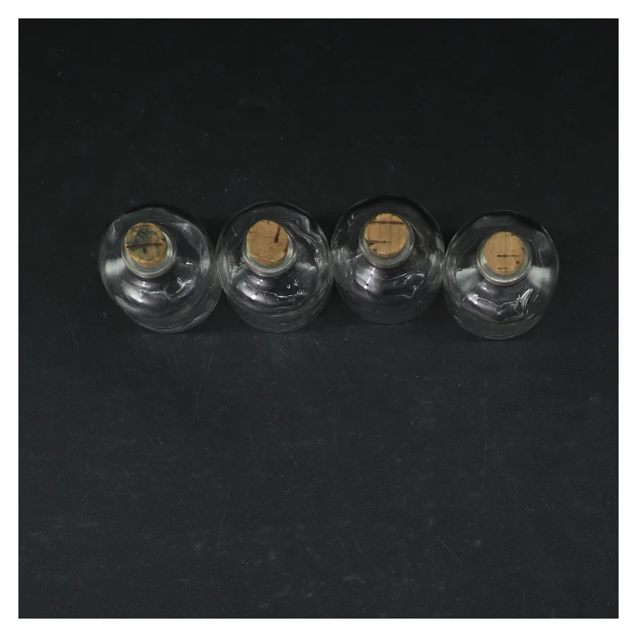 Små glasflasker med korkpropper (str. 8,5 cm)