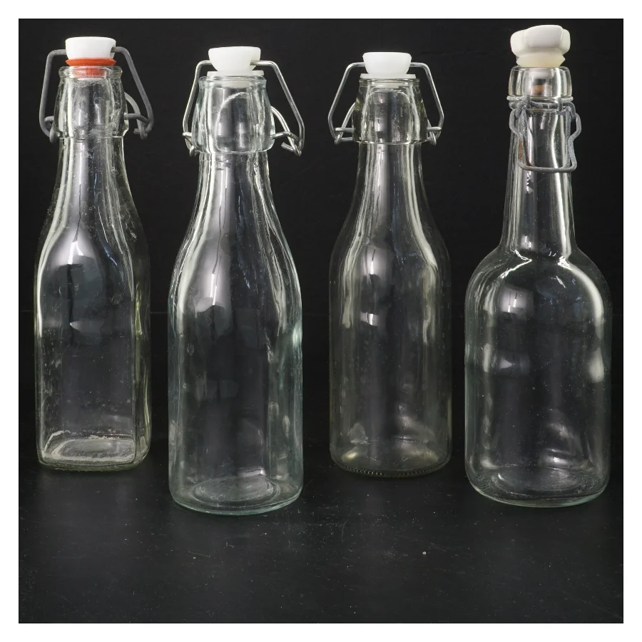 Gamle retro Glasflasker med patentlåg (str. 20x6 cm)