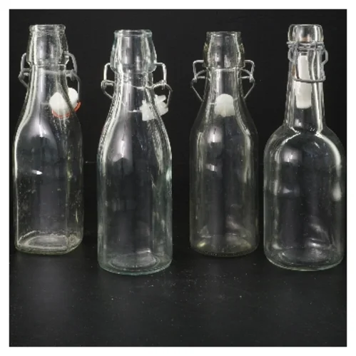 Gamle retro Glasflasker med patentlåg (str. 20x6 cm)