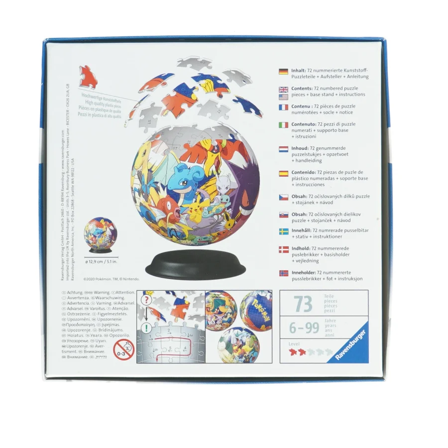 3D puslespil med Pokémon tema fra Ravensburger (str. 12,9 cm)