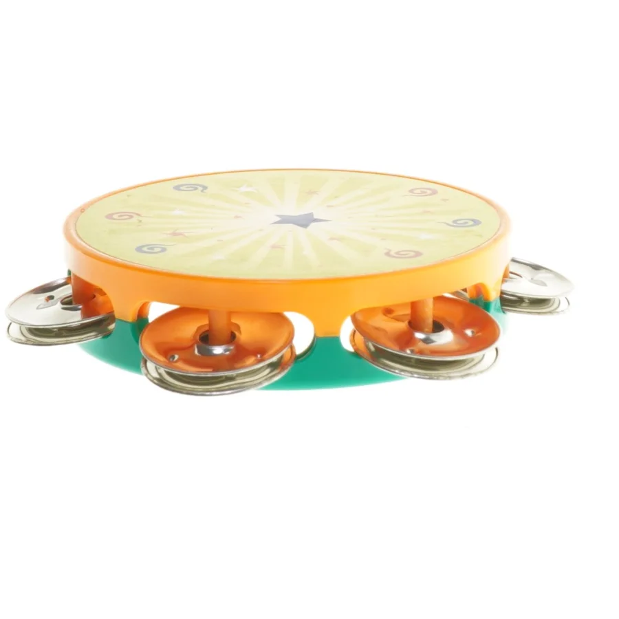 Børnetamburin med farverigt design (str. 10,5 cm)