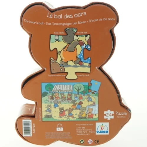 Bjørnebal puslespil i bjørneformet æske fra Djeco (str. 42 x 30 cm)