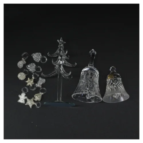 Dekorative Glas Juleklokker og -figurer (str. 8 cm til 16 cm høje)