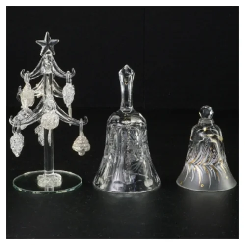 Dekorative Glas Juleklokker og -figurer (str. 8 cm til 16 cm høje)