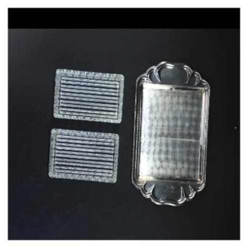 Glas skålesæt med bakke (str. 23x15 cm)