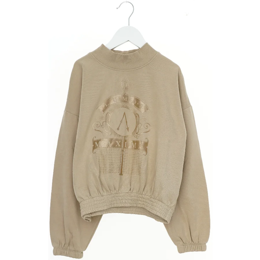 Langærmet beige sweatshirt med print (str. 152)