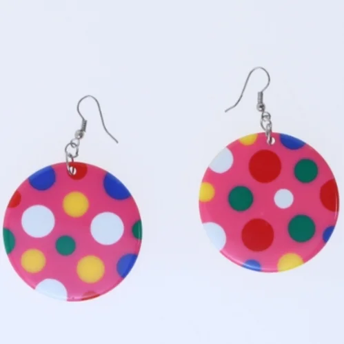 Runde øreringe med polkaprikker (str. Ø 45 mm)