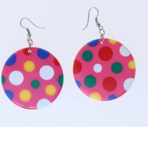 Runde øreringe med polkaprikker (str. Ø 45 mm)