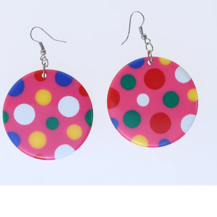 Runde øreringe med polkaprikker (str. Ø 45 mm)