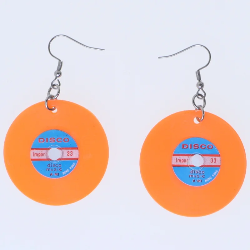 Disco vinyl-øreringe (str. Ø 40 mm)