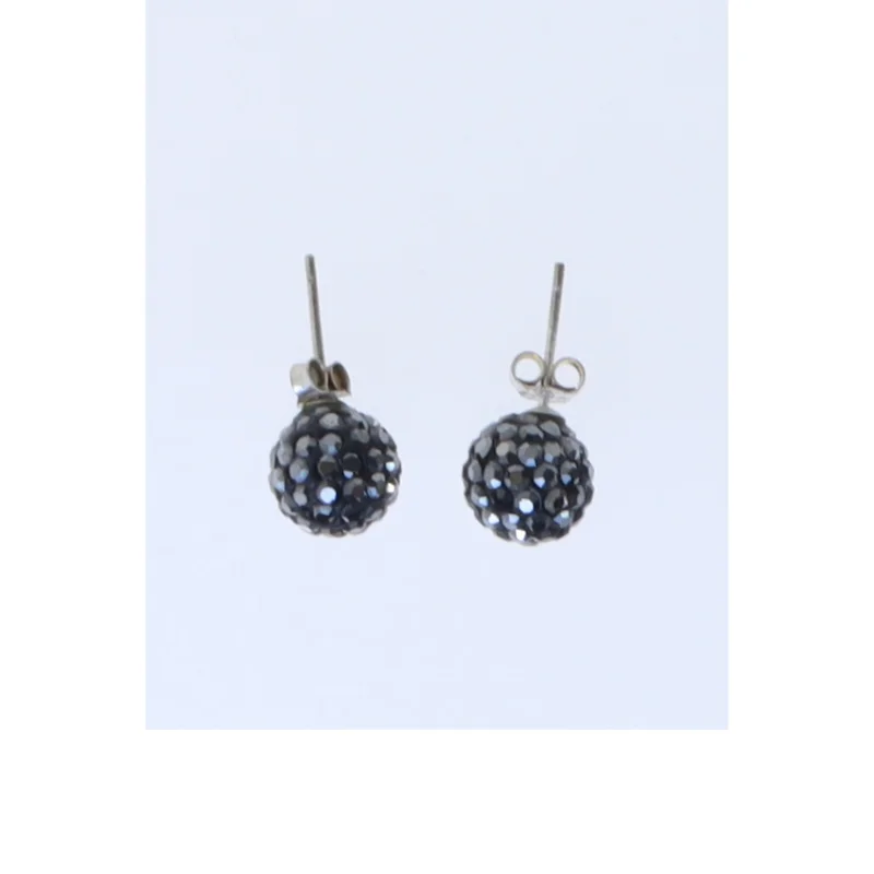 Sølv ørestikker med krystal perler (str. 20 mm)
