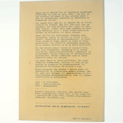 Jazz - en arbejdsbog af karsten Tanggaard (bog)