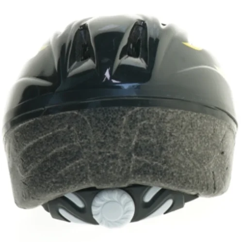 Cykelhjelm med gul og sort flamme design fra Biltema (str. m)