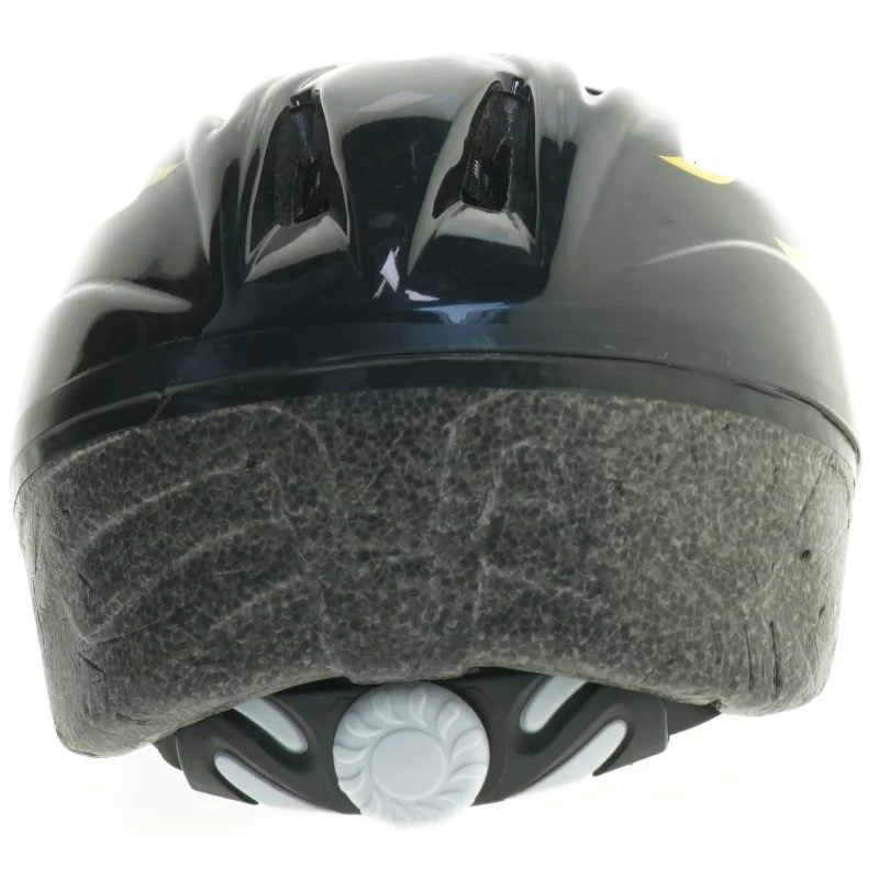 Cykelhjelm med gul og sort flamme design fra Biltema (str. m)