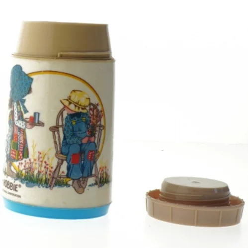 Vintage/retro Holly Hobbie termoflaske fra Aladdin (str. Ø. 7,5 cm. længde. 16,5 cm)