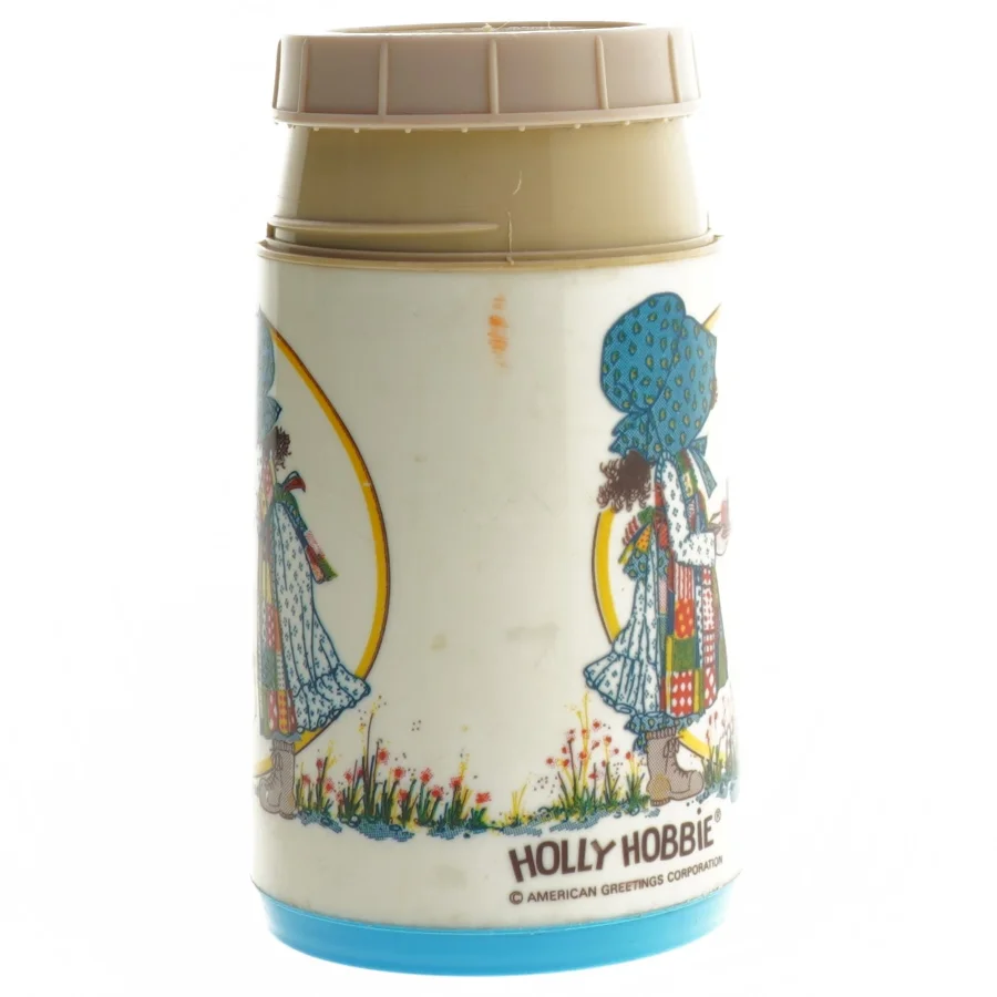 Vintage/retro Holly Hobbie termoflaske fra Aladdin (str. Ø. 7,5 cm. længde. 16,5 cm)