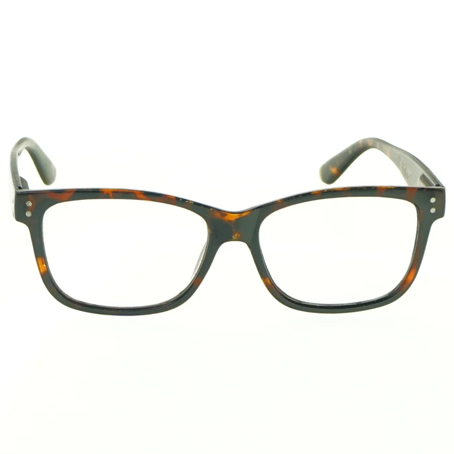 Brille +1 med skildpaddefarvet stel og plastiketui