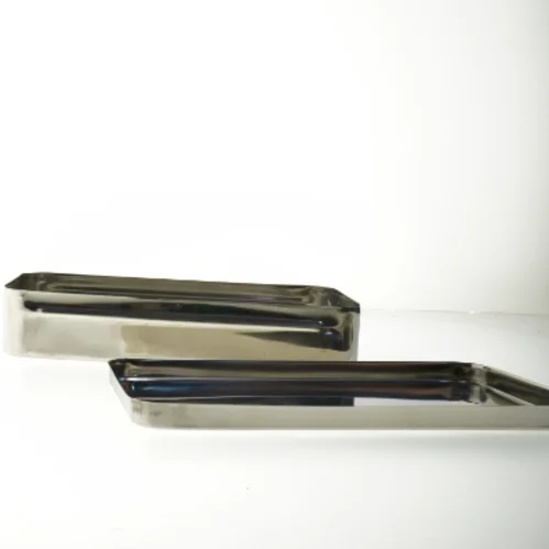 Stål opbevaringskasse med låg (str. 32x15 cm) Låget binder