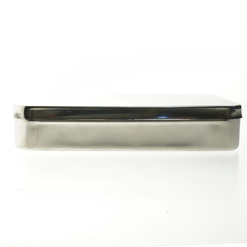 Stål opbevaringskasse med låg (str. 32x15 cm) Låget binder