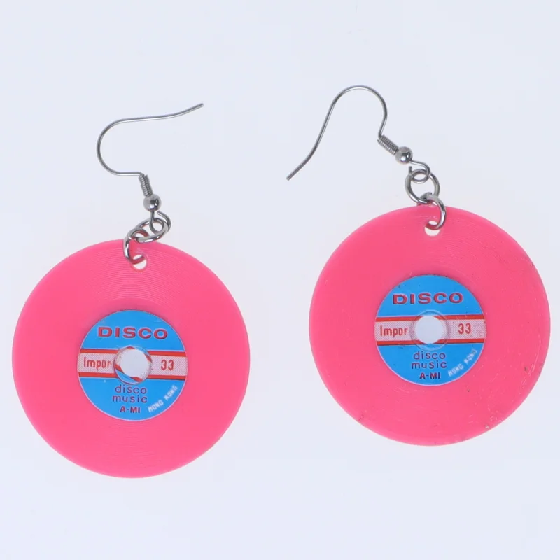 Disko LP plade øreringe (str. Ø 40 mm)