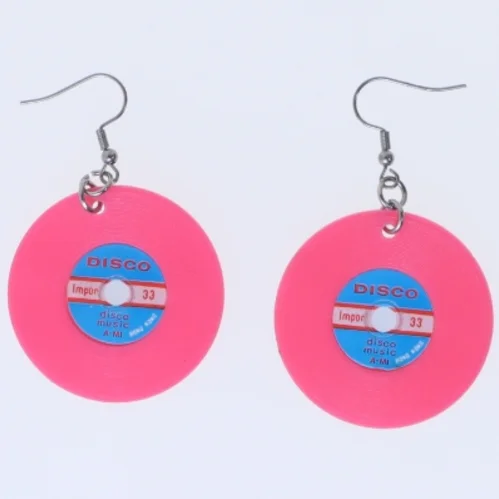 Disko LP plade øreringe (str. Ø 40 mm)