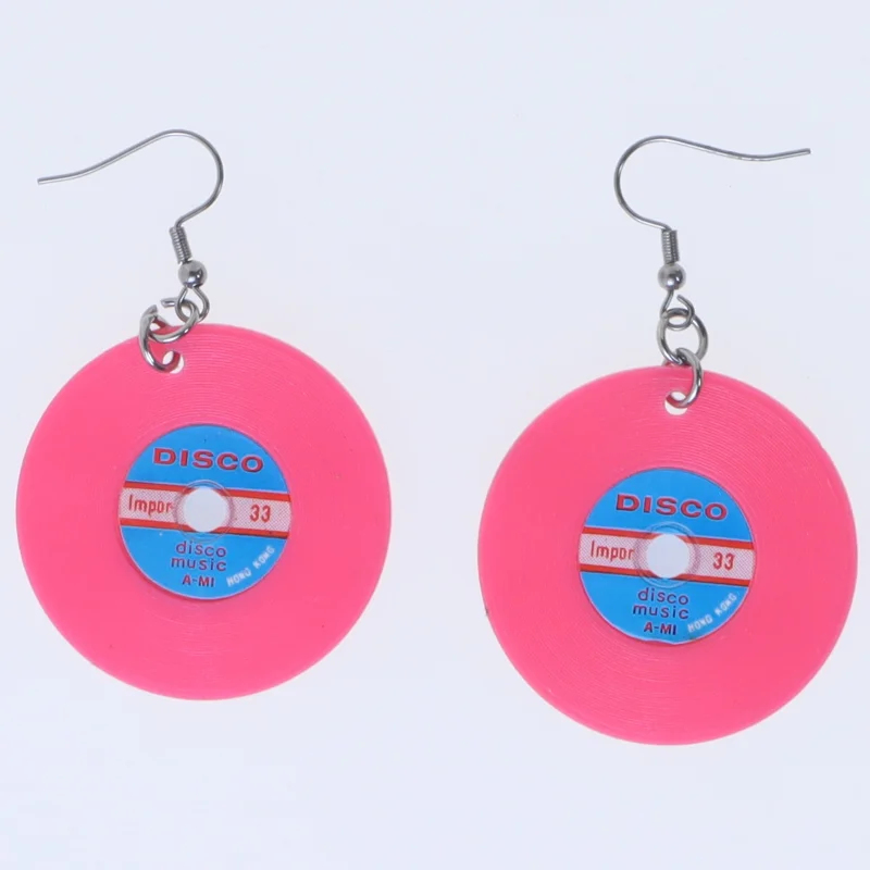 Disko LP plade øreringe (str. Ø 40 mm)