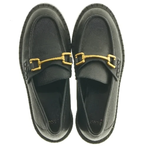 Sort læder loafers med gulddetaljer fra Mng (str. 36 )