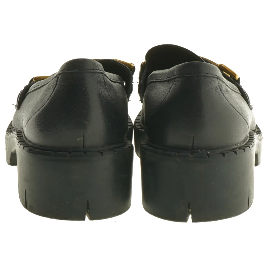 Sort læder loafers med gulddetaljer fra Mng (str. 36 )