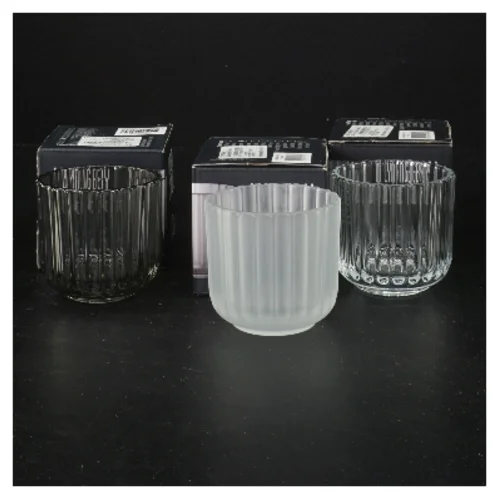 Lysestager i glas, 3 stk. fra Lyngby (str. 6,5 cm)