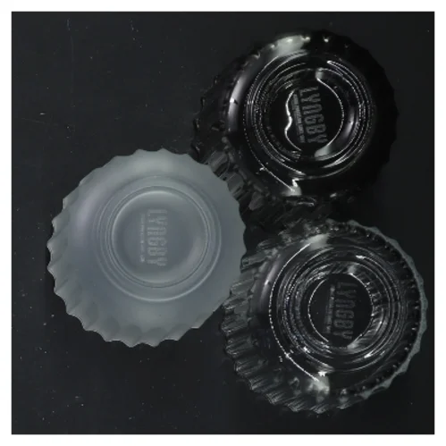 Lysestager i glas, 3 stk. fra Lyngby (str. 6,5 cm)