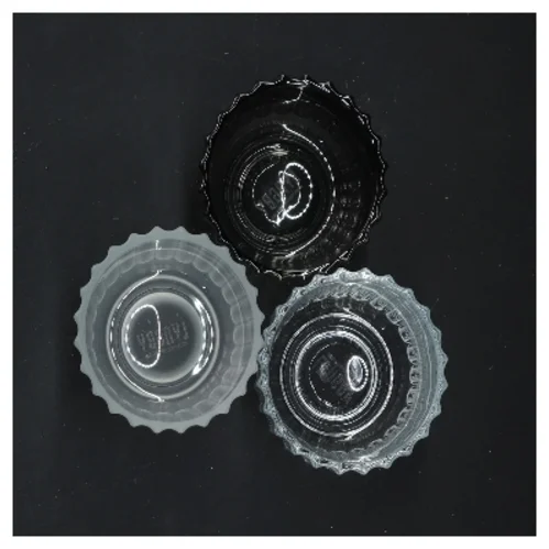 Lysestager i glas, 3 stk. fra Lyngby (str. 6,5 cm)