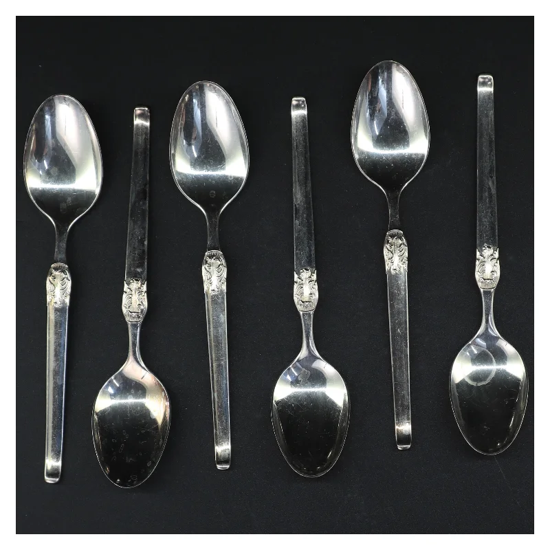 Sølvskeer med detaljeret håndtag (str. 19,5 cm)