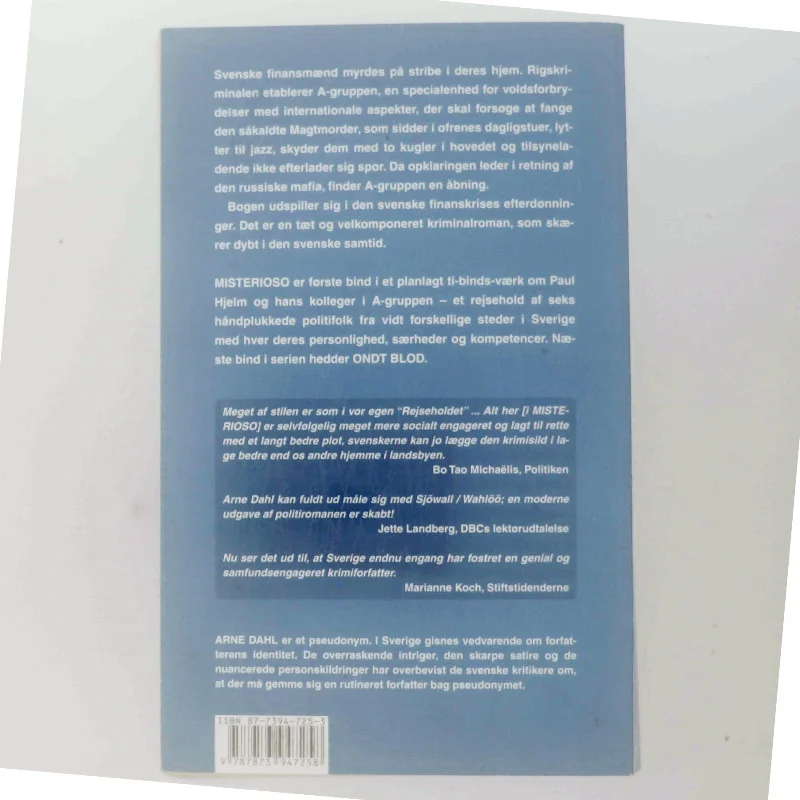 Misterioso : kriminalroman af Arne Dahl (f. 1963) (Bog)