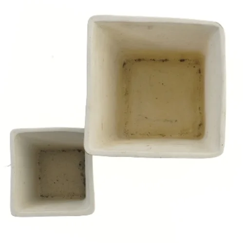 Keramiske urtepotter med fuglemotiv (str. 2 stk 8,5x8x8 & 12,5x12,5x12,5 cm)