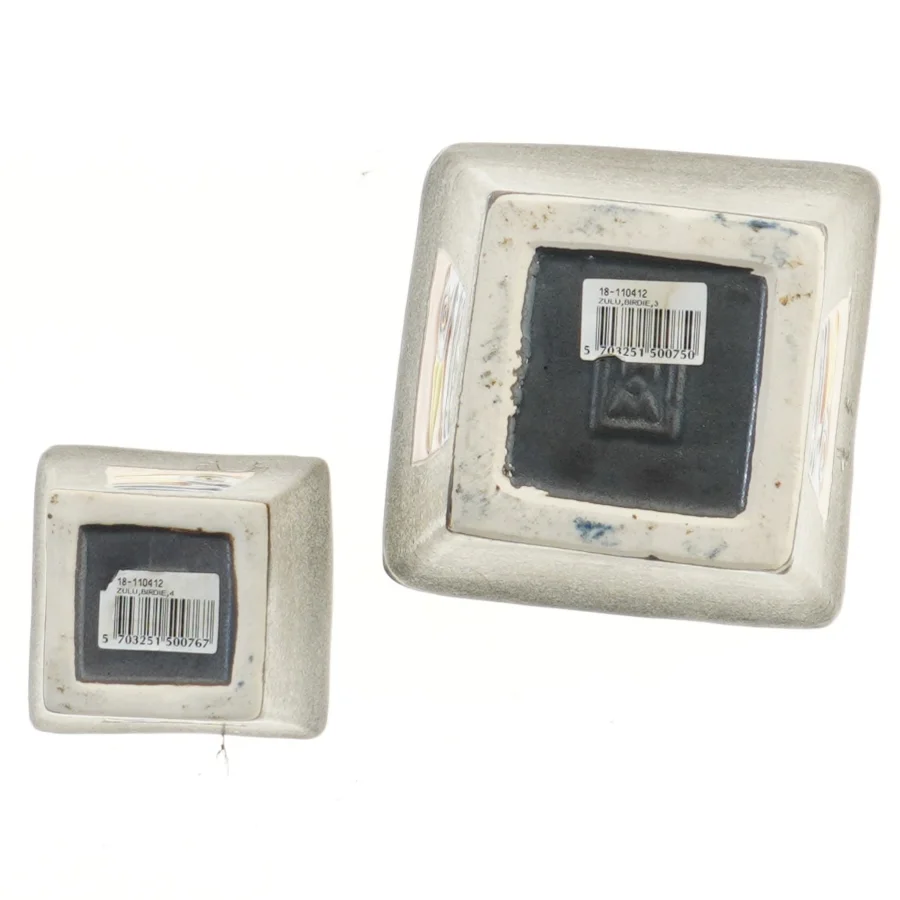 Keramiske urtepotter med fuglemotiv (str. 2 stk 8,5x8x8 & 12,5x12,5x12,5 cm)