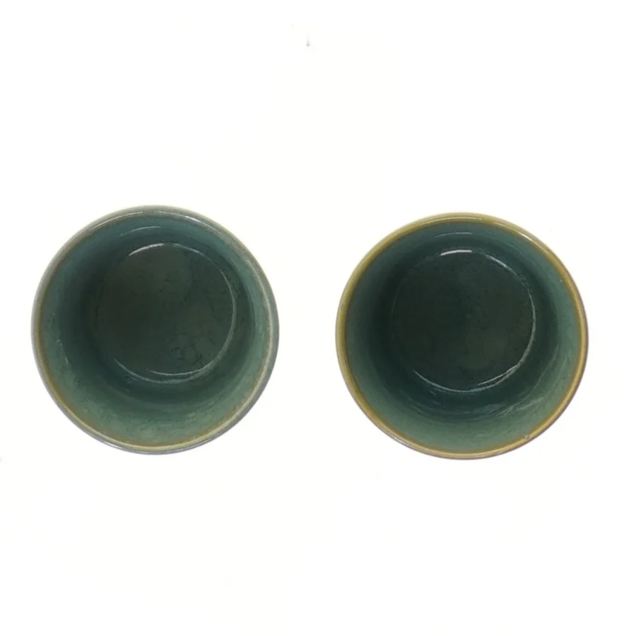 Grønne keramiske potter, 2 stk. (str. 2 stk Ø 7 cm længden6 cm)