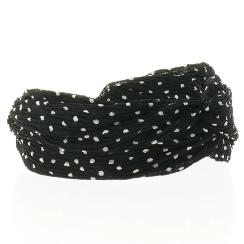 Sort pandebånd med hvide prikker (str. 15 x 14 x 5,5 cm)