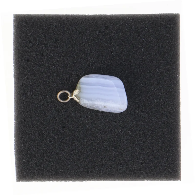 Blå agatvedhæng (str. 2,5 x 1,5 cm)