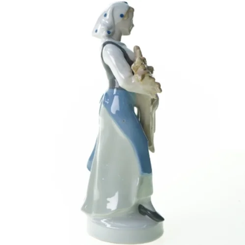 Bondepige i porcelæn fra Royal Copenhagen (str. 25 x 8 cm)
