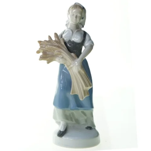 Bondepige i porcelæn fra Royal Copenhagen (str. 25 x 8 cm)