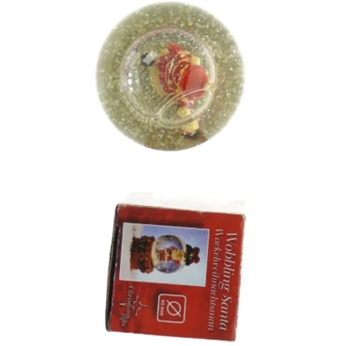 To Snekugler med nissepige og julemand (str. 10x8 cm)