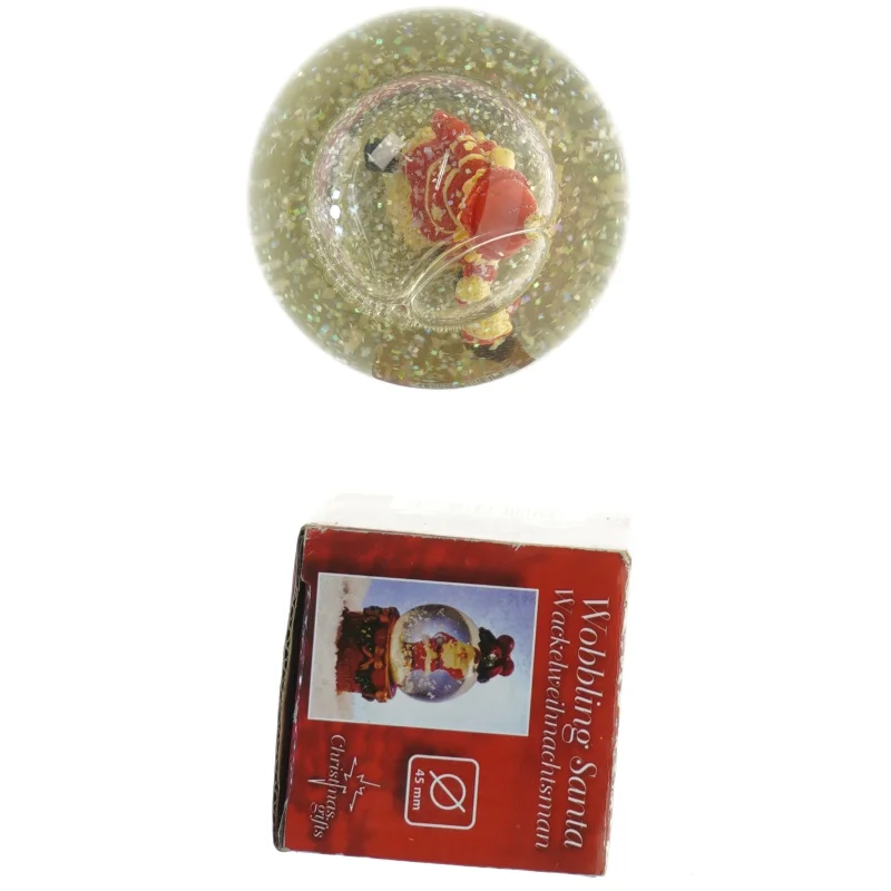 To Snekugler med nissepige og julemand (str. 10x8 cm)