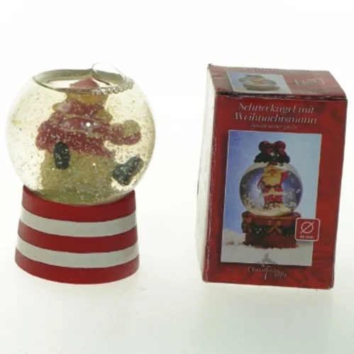 To Snekugler med nissepige og julemand (str. 10x8 cm)